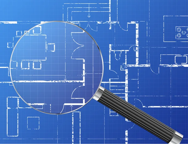 Magnifying Glass Blueprint — Stock Vector