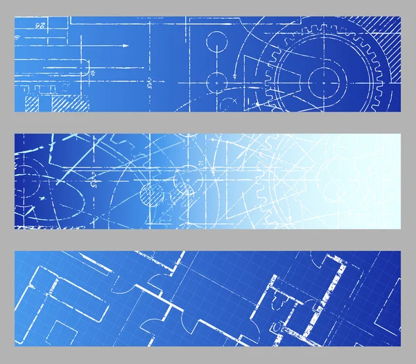 Blueprint Web Banners — Stock Vector