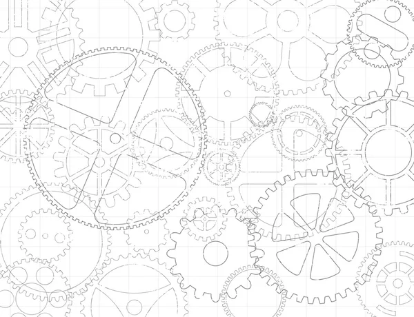 Engranajes y Cogs Blueprint — Vector de stock