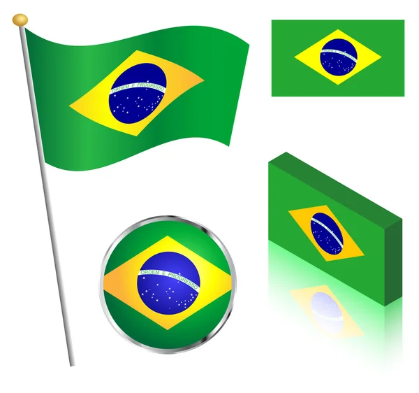 Set de bandera brasileña — Vector de stock