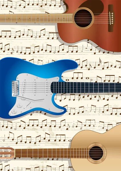 Гитары и музыкальный фон — стоковый вектор
