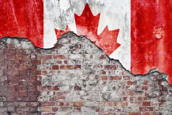 Drapeau canadien sur le mur grincheux — Photo