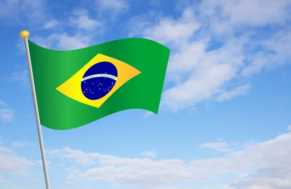 Brasilianische Flagge gegen den Himmel — Stockfoto