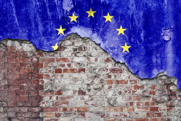Bandera europea en la pared gruñona — Foto de Stock