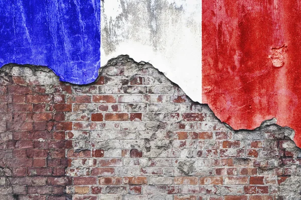Fransk flagg på Grungy vägg — Stockfoto