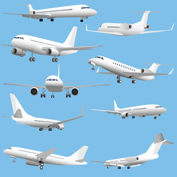 Passenger jet planes — Stock Vector