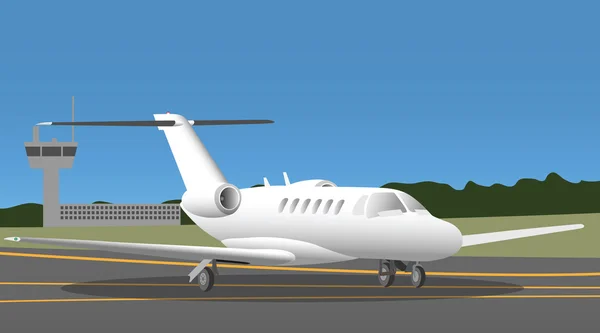 Business jet in de luchthaven — Stockvector