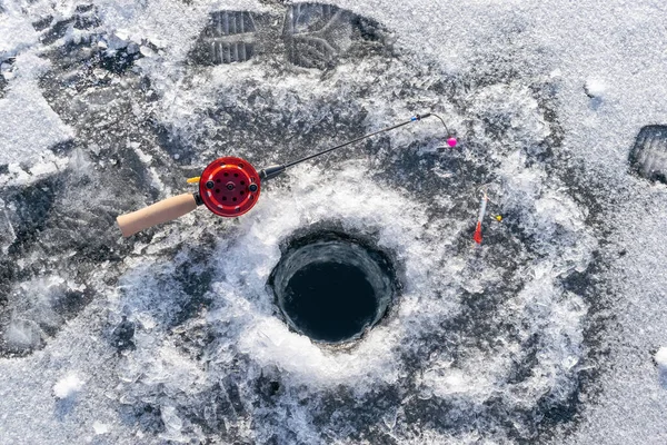 Winter Fishing Rod Hole Ice — Stock Photo, Image