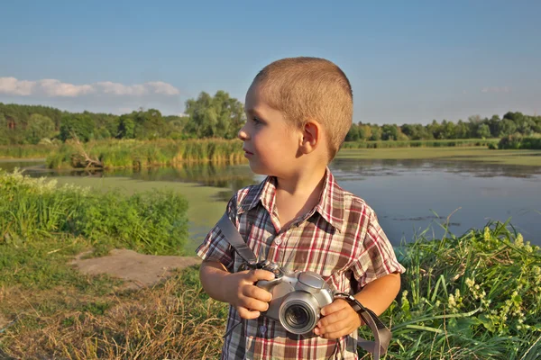 Boy with a camera — Stock Photo, Image