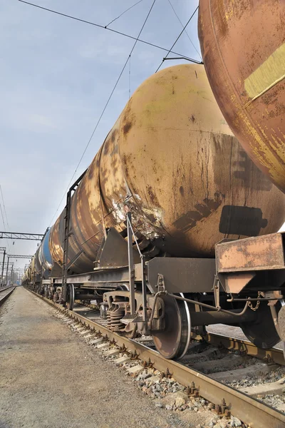 Cargo train with oil — Stock Photo, Image