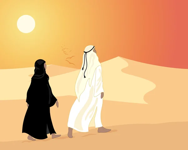 Emirates por do sol com dunas de areia — Vetor de Stock