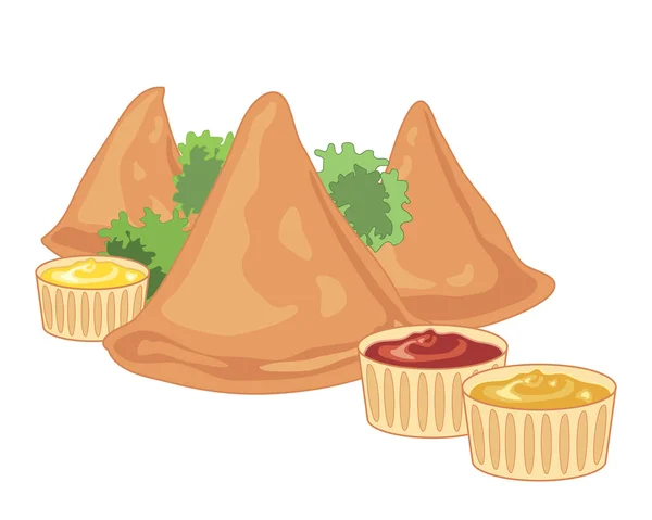 Samosa háttér fehér — Stock Vector