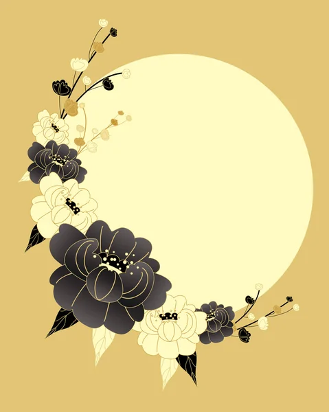 Krizantém tervez-val arany és fekete virágok — Stock Vector