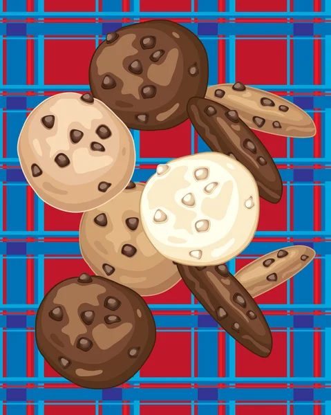 Cookies op tartan — Stockvector