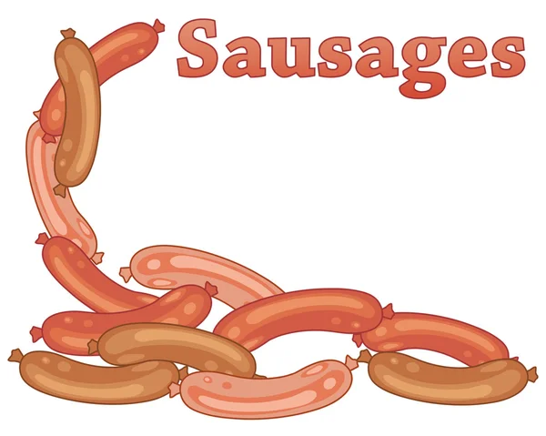 Sausage background on white — Stock Vector