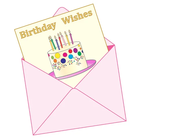 Födelsedagen önskemål i ett rosa kuvert — Stock vektor