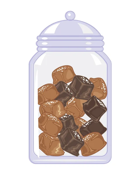 Jar of salted caramels — Stock Vector