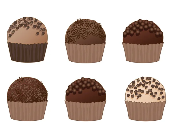 Chocolate truffles on white — Stock Vector