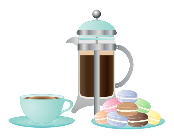 Coffee and macaroons — Stock Vector