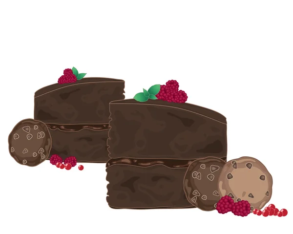 Chocolat et framboises — Image vectorielle