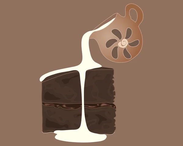 Pastel de chocolate y crema — Vector de stock