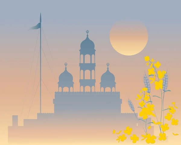 Evening gurdwara — Stock Vector