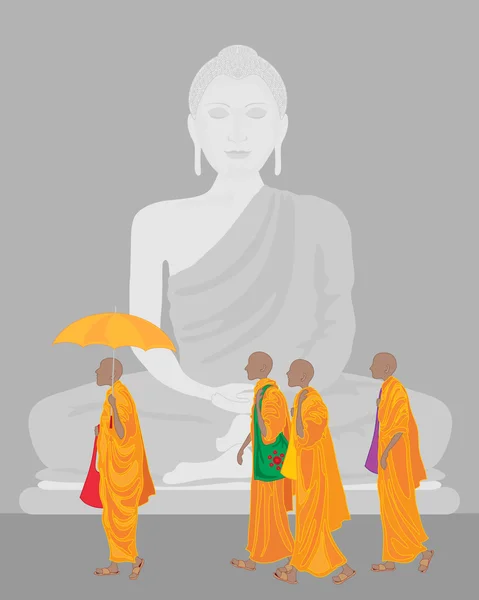 Mniši a buddha — Stockový vektor