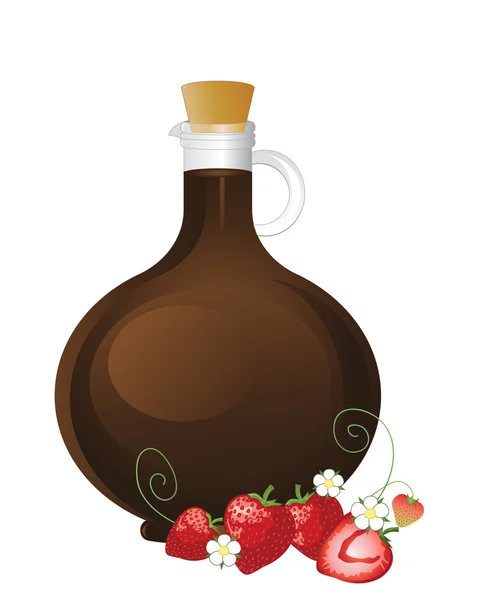 Balsamic vinegar and strawberries — Stock Vector