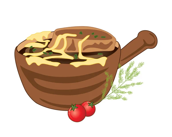 Sopa de cebolla francesa — Vector de stock