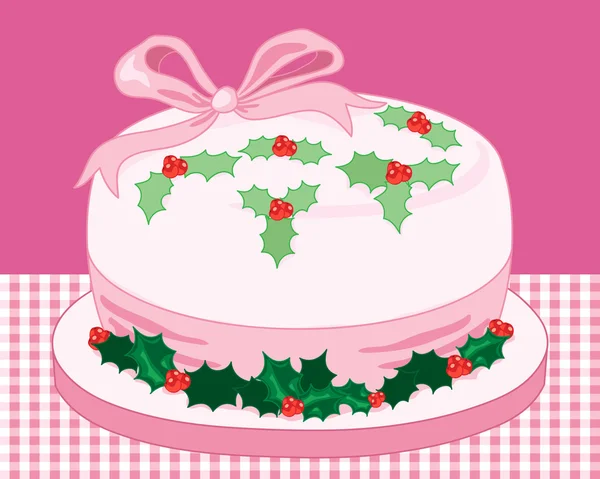粉红色的圣诞蛋糕 — 图库矢量图片