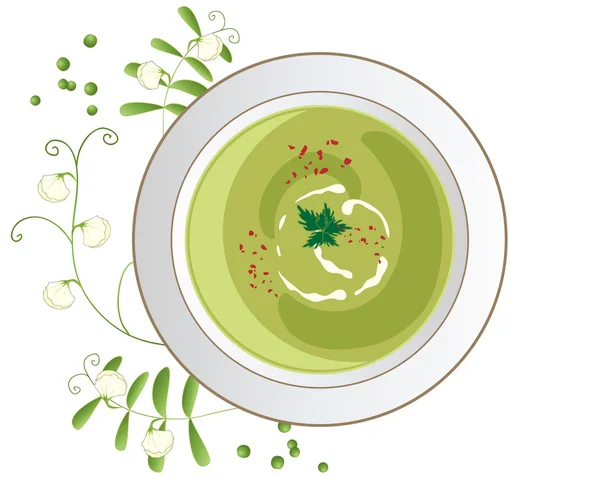 Sopa de guisante verde — Vector de stock