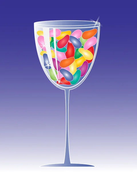 Candy glas med gelé bönor — Stock vektor