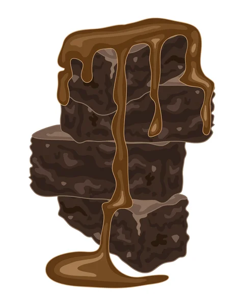 Brownie pila con salsa — Vector de stock