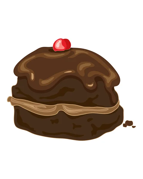 Chocolate bun with cherry — Stock Vector