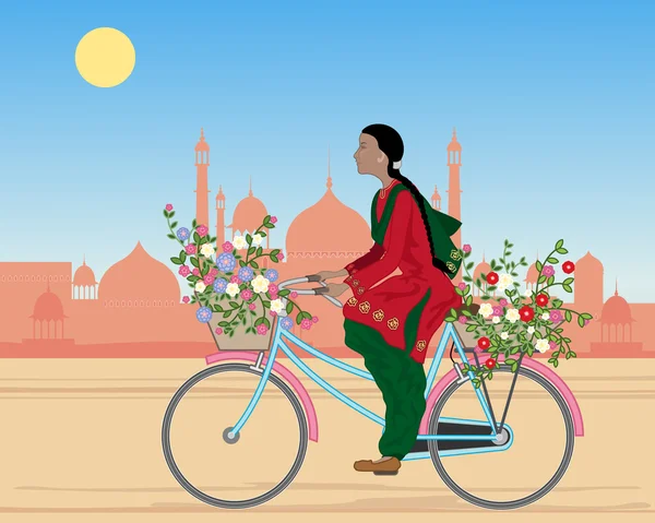 Blumenfahrrad in Indien — Stockvektor