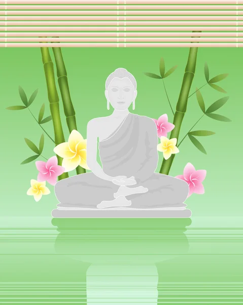 Buddhistická meditace na zelené — Stockový vektor