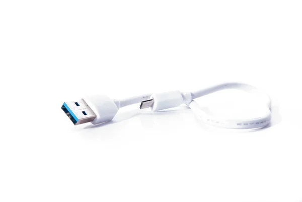 Белый провод USB micro BM — стоковое фото
