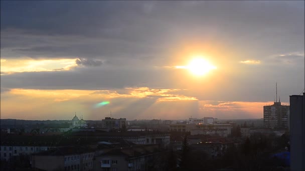 Panorama města Sunrise Timelapse pozadí — Stock video