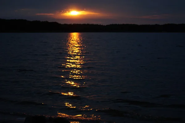 Zeitraffer Des Großen Orangefarbenen Sonnenuntergangs Als Die Massive Sonne Über — Stockfoto