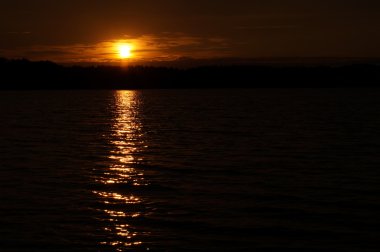 sanset beach, alan, oturan siluet güneş ışığı gibi