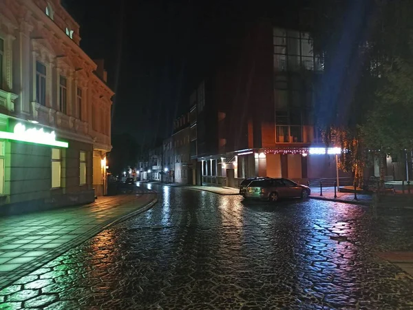 Nattutsikt Över Stadens Gata — Stockfoto