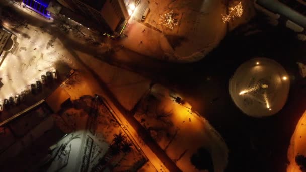 Vista Aérea Cidade Iluminada Noite — Vídeo de Stock