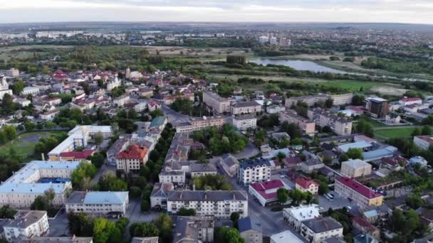 Aerial View Lutsk Town Sunny Day — Stock Video