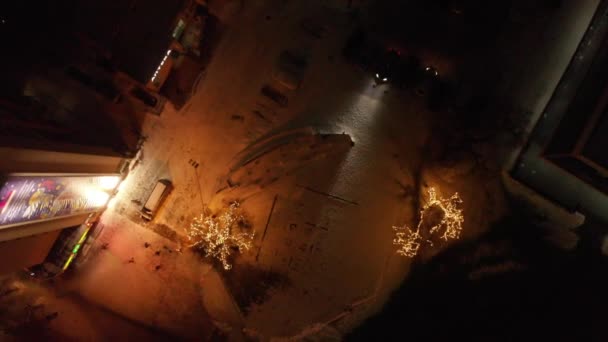 Vista Aérea Cidade Iluminada Noite — Vídeo de Stock