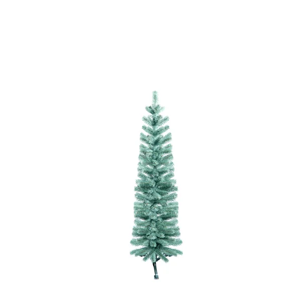 Fluffy Green Artificial Christmas Tree Isolated White Background New Year — Stock Photo, Image