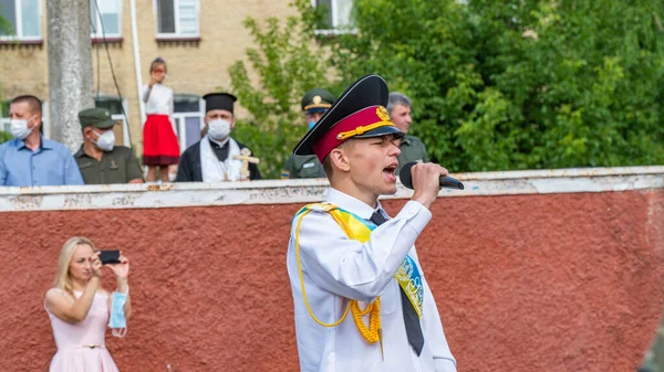 Der Ukrainische Präsident Poroschenko Zusammen Mit Dem Militär Die Studenten — Stockfoto