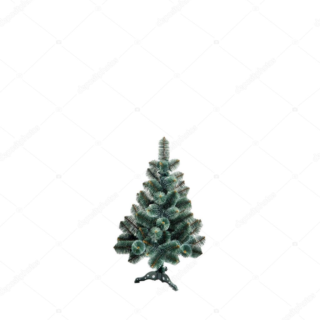 Unadorned Christmas tree isolated on white 