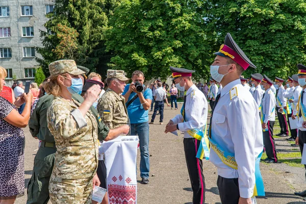 President Poroshenko Ukraine Together Military Students Kiev Military Lyceum Named — Stock Photo, Image