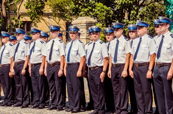 Editorial reportage Gift Volynskaiy policemen special cars Lutsk, Volyn region Ukraine 03.09.15 — Stock Photo, Image