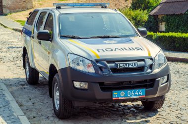 editorial reportage Gift Volynskaiy policemen special cars Lutsk, Volyn region Ukraine 03.09.15  clipart